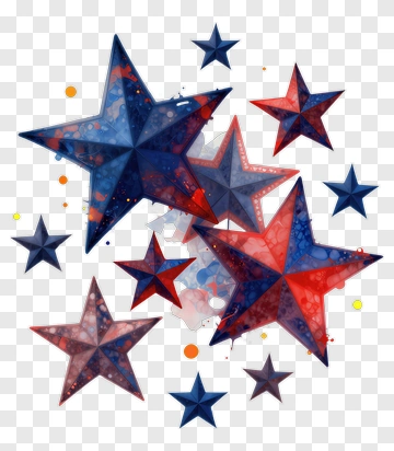 Red Blue Stars With Splash Effect PNG