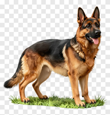 German Shepherd Standing On Grass PNG