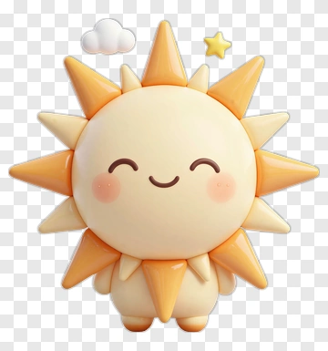 Cute Sun Character With Cloud And Star PNG
