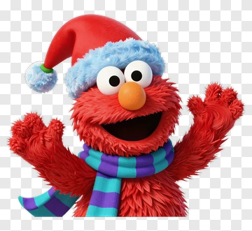 Elmo In Santa Hat And Scarf PNG