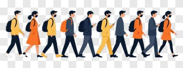 People Walking In Line PNG