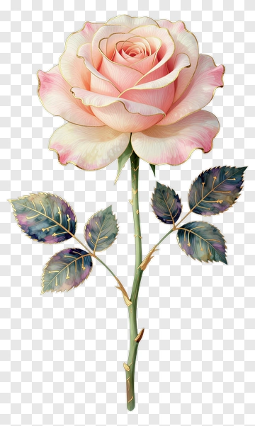 Pink Rose With Gold Accents PNG