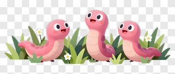 Three Pink Caterpillars In Grass PNG