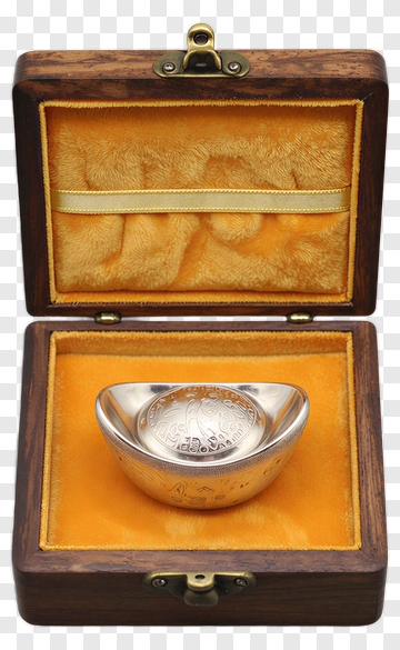Silver Ingot In Wooden Box PNG