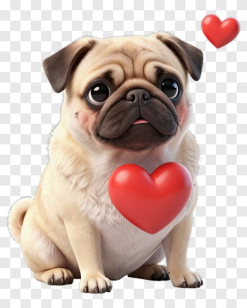 Adorable Pug Holding A Red Heart PNG