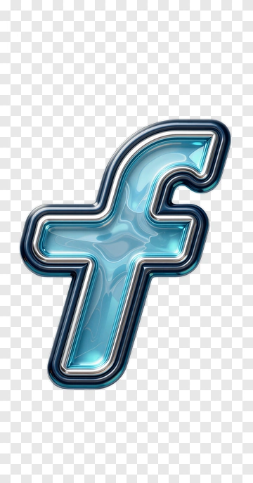 Blue Letter F With Metallic Outline PNG