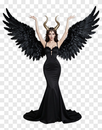 Winged Figure With Golden Horns PNG