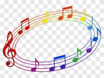 Rainbow Musical Notes Frame PNG
