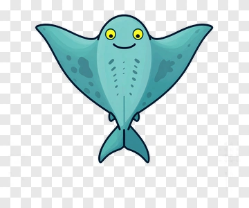 Cute Blue Ray Character PNG