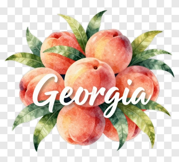 Georgia Peach Watercolor Illustration PNG