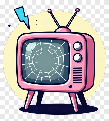 Pink Retro Television With Broken Screen PNG