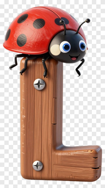 Red Ladybug On Wooden Letter L PNG