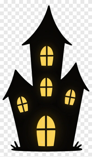 Haunted House With Lit Windows PNG
