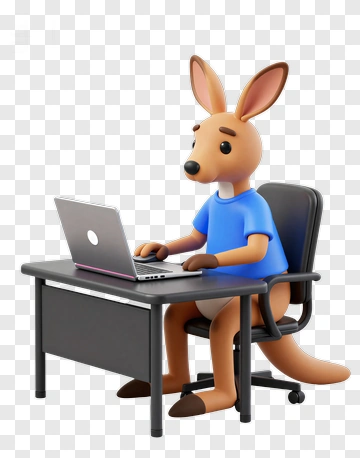 Kangaroo Working On Laptop PNG