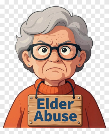 Elderly Woman With Abuse Sign PNG