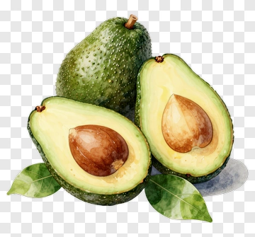 Fresh Avocado With Leaves PNG