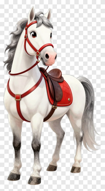 White Horse With Red Saddle PNG