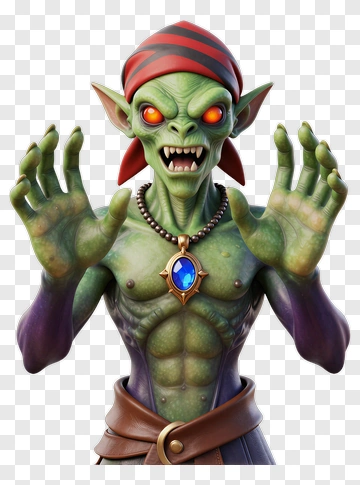 Green Goblin Pirate Character PNG