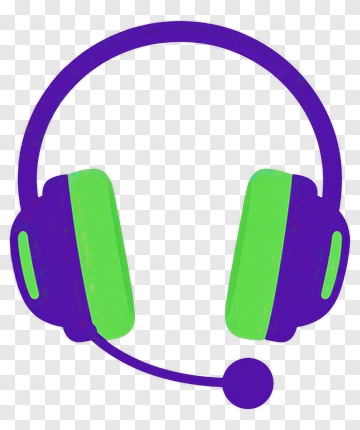Purple And Green Headphones With Microphone PNG