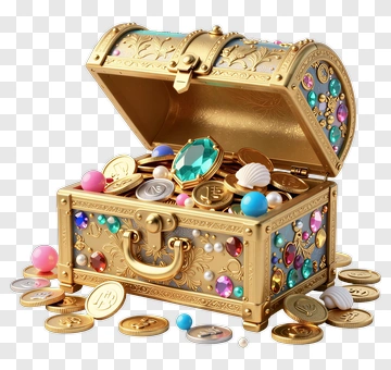 Open Treasure Chest With Gems And Coins PNG