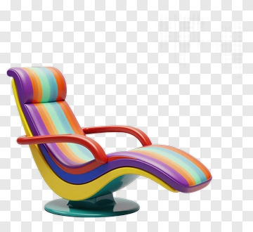 Rainbow Chaise Lounge With Curved Design PNG