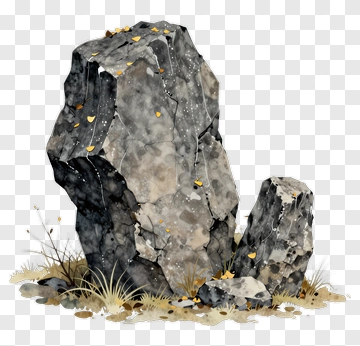 Rock With Yellow Leaves PNG