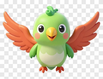 Green Bird With Orange Wings PNG