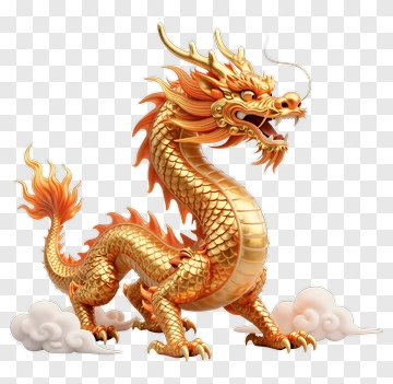 Golden Dragon Statue PNG