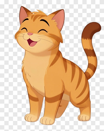 Happy Orange Cat PNG