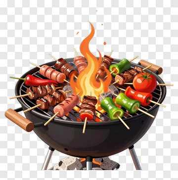 Grill With Kebabs And Fire PNG