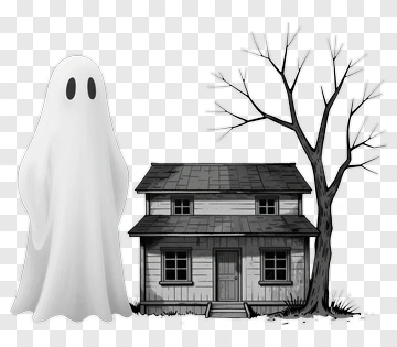 Ghost Standing Next To A House PNG