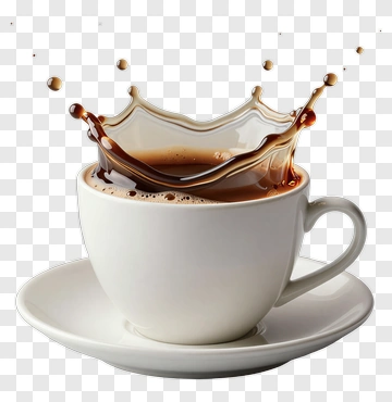 Coffee Splash In White Cup PNG