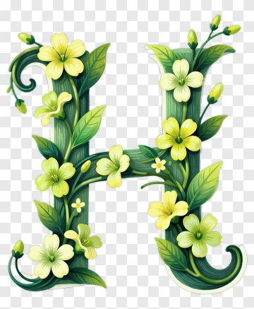 Floral Letter H Design PNG