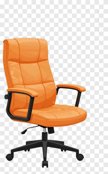 Orange Office Chair With Black Base PNG