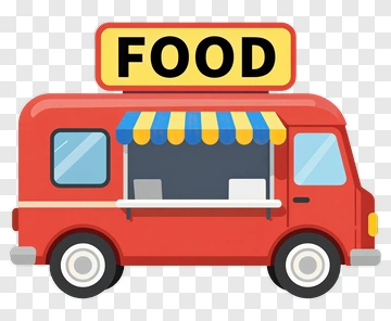 Red Food Truck With Yellow Sign PNG
