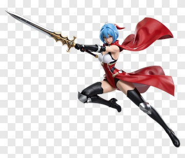 Blue Haired Female Warrior With Sword PNG