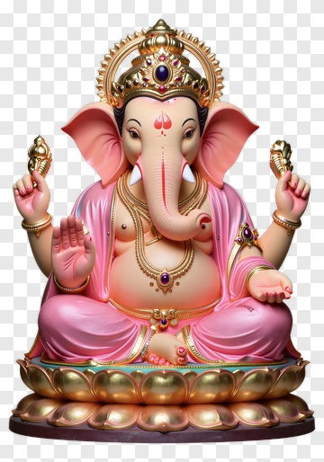 Ganesha Statue In Pink And Gold PNG