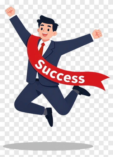 Man Jumping With Success Ribbon PNG