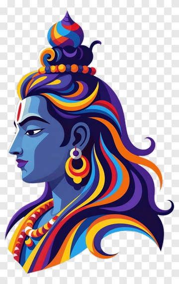 Blue Shiva With Colorful Hair PNG
