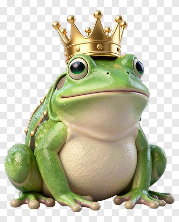 Green Frog King With Golden Crown PNG