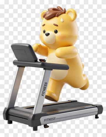 Yellow Bear Running On Treadmill PNG