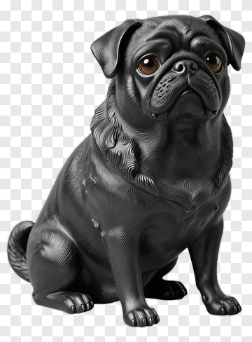 Black Pug Dog Statue PNG