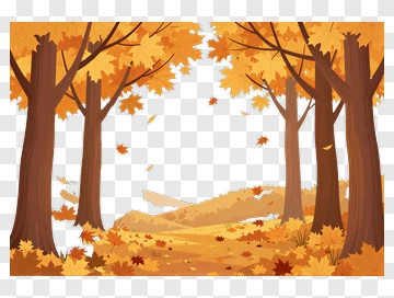 Autumn Trees With Falling Leaves PNG