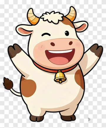 Happy Cartoon Cow Winking PNG