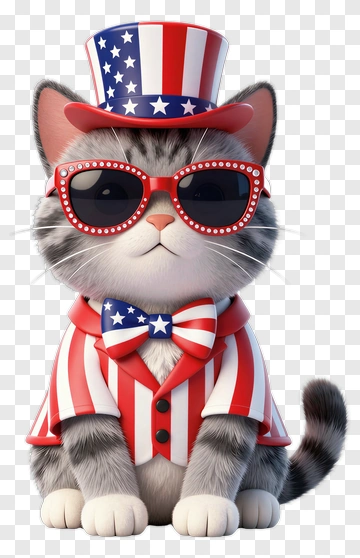 Cat In American Flag Outfit PNG