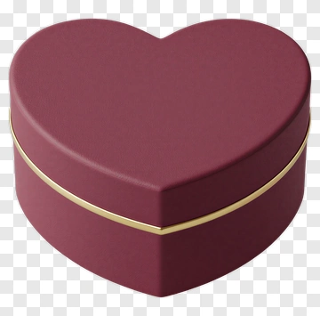 Maroon Heart-Shaped Gift Box With Gold Trim PNG