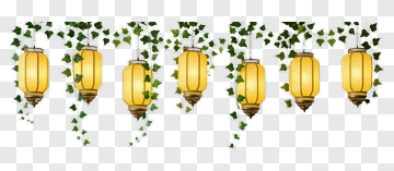 String Of Hanging Lanterns With Ivy PNG