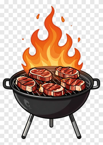 Grilled Steak With Flames PNG