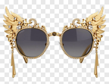 Gold Winged Sunglasses With Diamonds PNG
