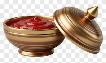 Golden Lidded Ketchup Bowl PNG